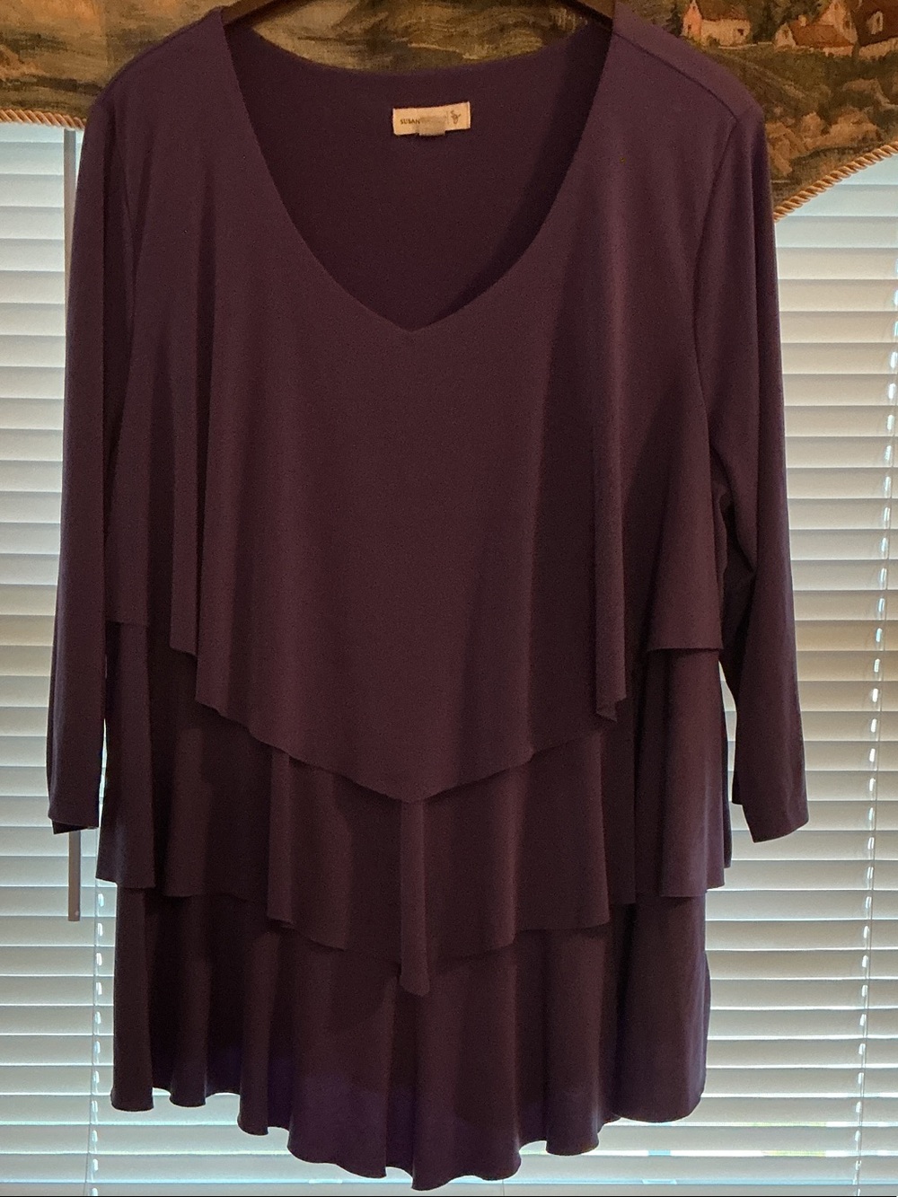 Susan Graver Purple Tiered V-Neck Tunic